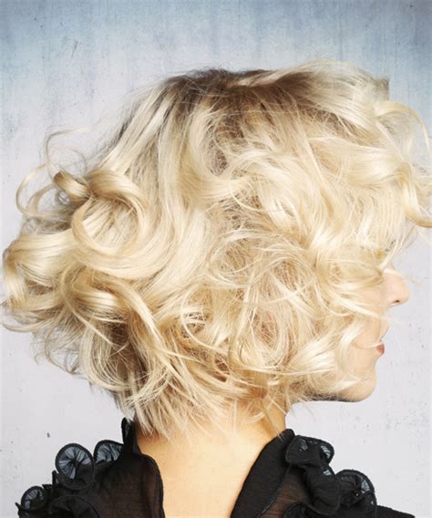 Short Curly Formal Shag Hairstyle With Layered Bangs Light Platinum