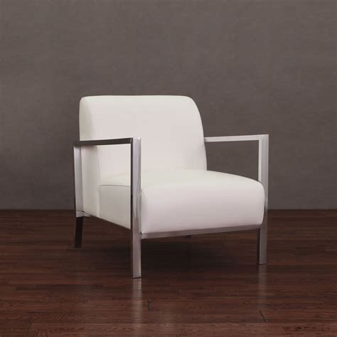 White Leather Accent Chair With Chrome Legs Joeann Langley