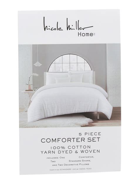 This regal comfort is available in five four options such as twin size, full size, queen and king size. 5pc Felicia Stripe Cotton Comforter Set - Bedroom - T.J ...
