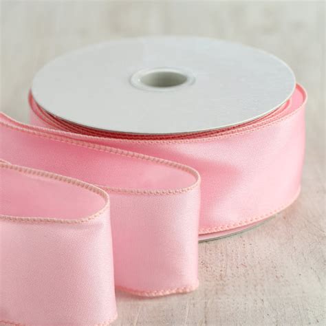 Pink Satin Wired Ribbon Ribbon And Trims Craft Supplies