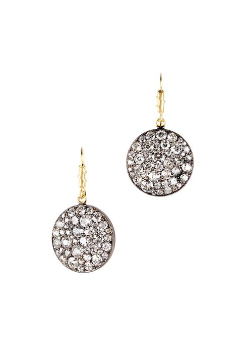 sylva and cie 18k gold and silver diamond drop earrings