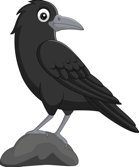 Cartoon Crow Standing In Stone On White Background 8388001 Vector Art