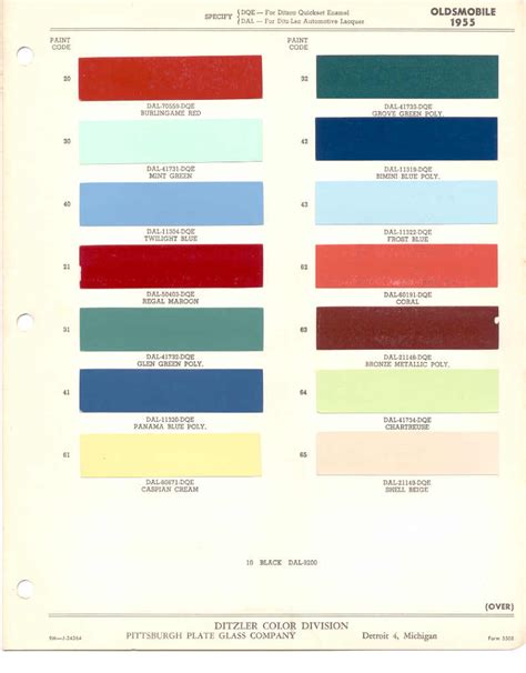 Paint Chips 1955 Oldsmobile