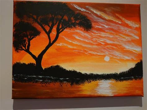 Sunset Acrylic Painting Etsy In 2020 Sunset Painting Acrylic