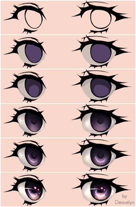 From there, put a centre line down the try to keep them focused and tell a story with them. Starry Eyes Steps | Anime eye drawing, Anime art tutorial ...