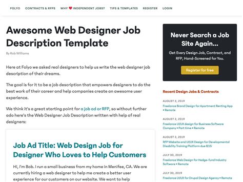 That's why process street has created this web designer job description template. Web Design Job Description - The Cover Letter For Teacher