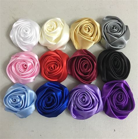 24pc mixed color satin ribbon rose flower diy wedding bouquet 50mm 2 600380476572 ebay