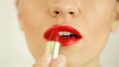 Woman Applying Red Lipstick Close Stock Footage Video Royalty Free Shutterstock