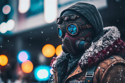 Free Download Hd Wallpaper Ai Art Snow Winter Cyberpunk Bokeh