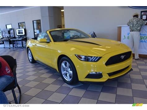 Triple Yellow Tricoat 2015 Ford Mustang V6 Convertible Exterior Photo