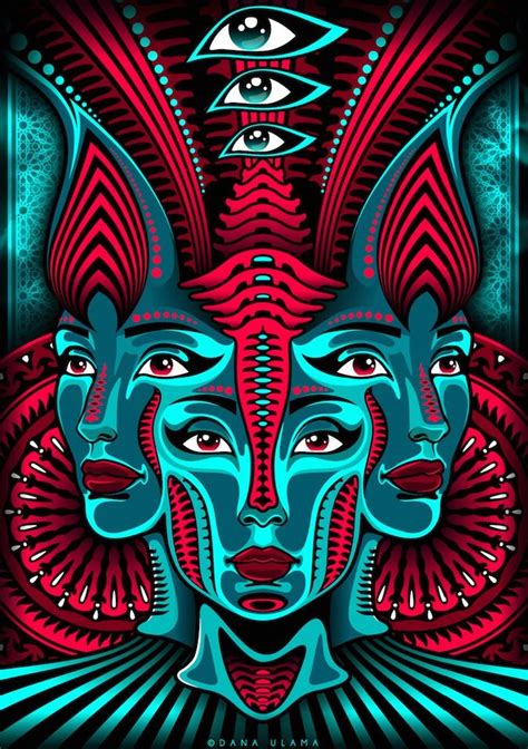 Psychedelic Art Trippy Digital Art Vector Faces Thirdeye Spiritual