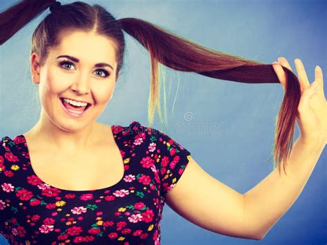 Girl With Ponytails And Sword In Cyberpunk Stock Image Image Of