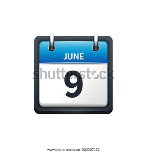 June 9 Calendar Iconvector Illustrationflat Stylemonth Stock Vector