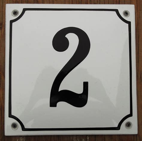 No 2 White 16x16cm Classic Enamels Signs