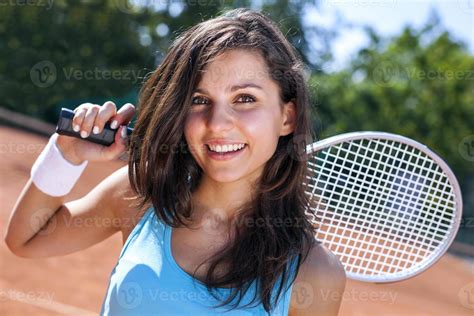 Beautiful Young Girl Playing Tennis 990093 Stock Photo At Vecteezy