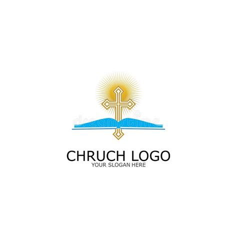 Igreja Do Logotipo Símbolo Cristão A Bíblia E A Cruz Do Vetor Critico