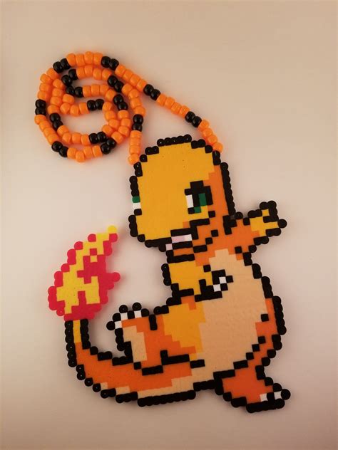 Charmander Pokemon Perler Kandi Necklace Kandi Patterns Perler Bead