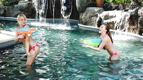 Aubrey Star And Kendall Kayden Play Poolside Games