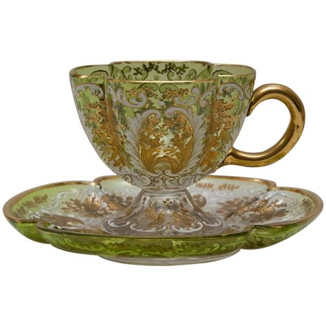 Gorgeous Moser Applied Gilt Cup And Saucer Saucer Cup And Saucer Cup