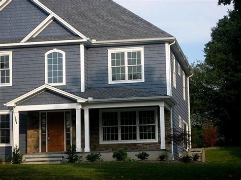 An analogous color scheme uses when it comes to the best furniture for gray walls you really can't go wrong, but here are a few of our favorite grey paint and furniture combinations. Blue-Grey exterior | House exterior blue, Gray house ...