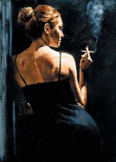 Handmade Women Oil Painting On Canvas The Smoking Girl