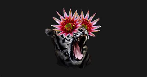 Shocked Tiger Collage Tiger Flowers Sticker Teepublic Au