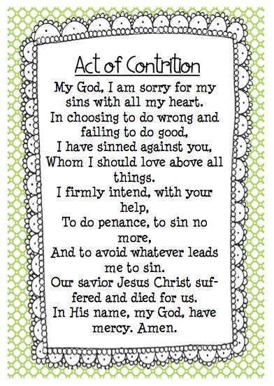 Printable Act Of Contrition Prayer