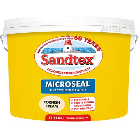 Sandtex Fine Textured Masonry Paint 10L Cornish Cream Toolstation