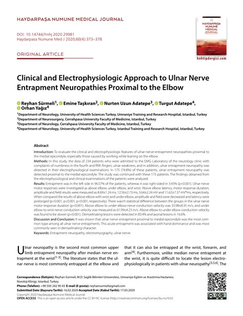 Pdf Clinical And Electrophysiologic Approach To Ulnar Nerve