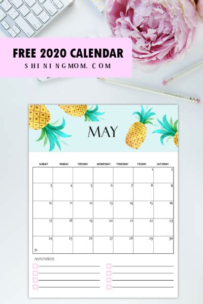 Free Calendar 2020 Printable 12 Cute Monthly Designs To Love