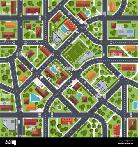 Vista Superior Del Mapa De Calles Infraestructura De Transporte Urbano