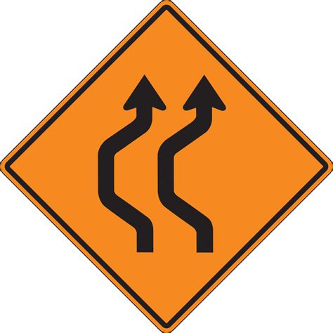Two Lane Double Reverse Curve Left Rigid Construction Sign Frk233