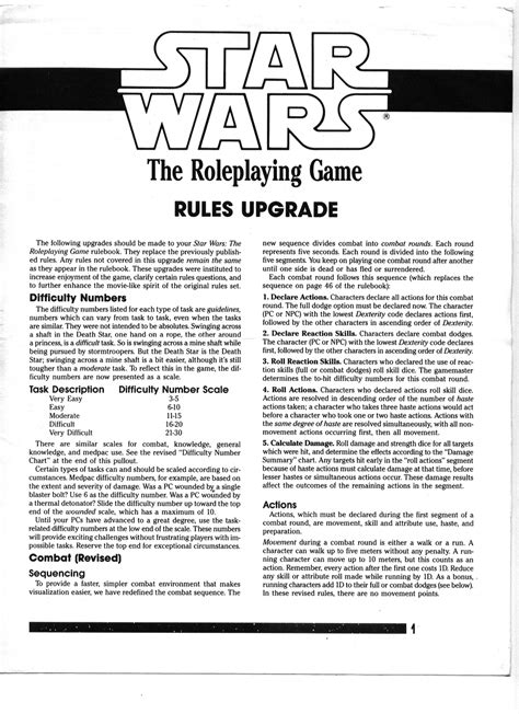 Adventures And Shopping Rules Upgrade For Star Wars Weg D6 Rpg 1st