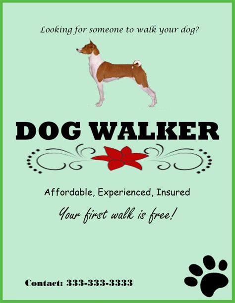 Experienced Dog Walker Template Dog Walking Flyer Dog Walking Dog