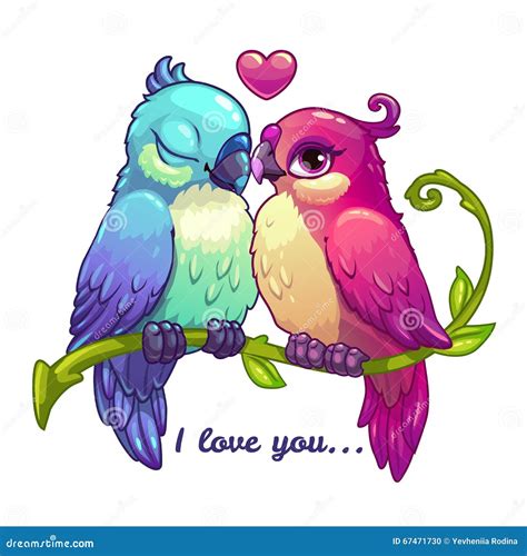 Cute Birds Couple In Love Stock Vector Illustration Of Beautiful