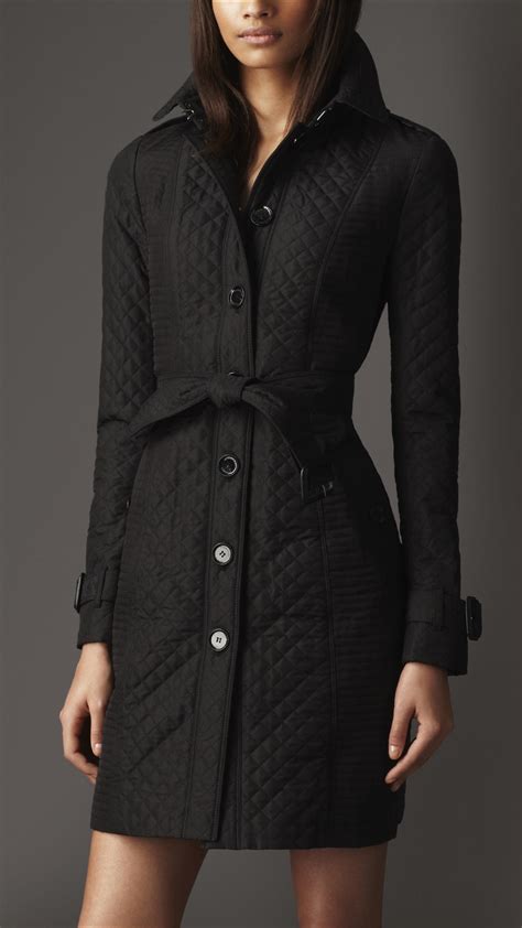 Burberry Long Quilted Trench Coat In Black Lyst