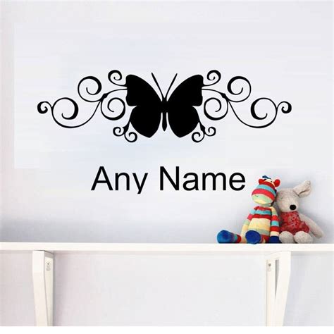 Unique Design Butterfly Styling Decal Custom Name Vinyl