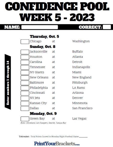 Nfl Pick Em Week Printable Make As Many Copies As You Need And Pass