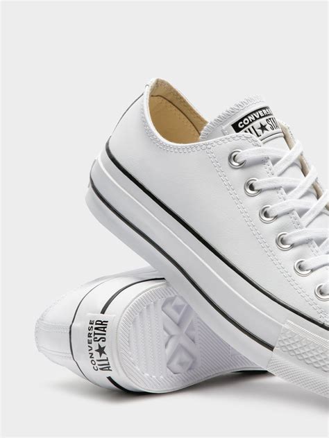 Womens Chuck Taylor All Star Leather Platform Sneakers In White And Blac