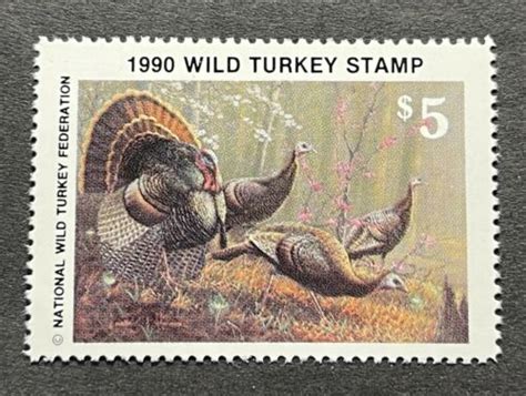 wtdstamps 1990 nwtf 15 national wild turkey federation stamp mint og nh ebay