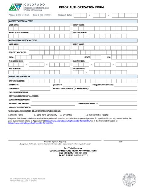 Free Colorado Medicaid Prior Rx Authorization Form Pdf Eforms