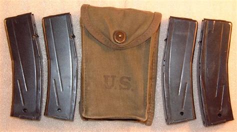 Four 30 Rnd M1 M2 Carbine Magazines And Pouch For Sale At