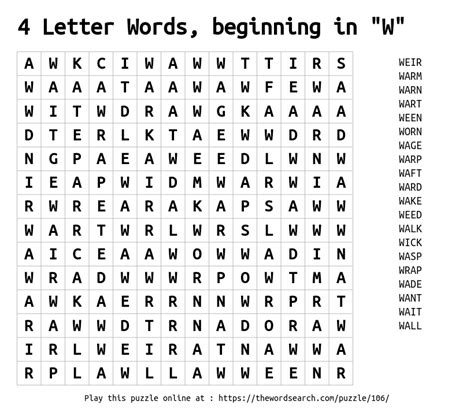 Download Word Search On 4 Letter Words Beginning In W