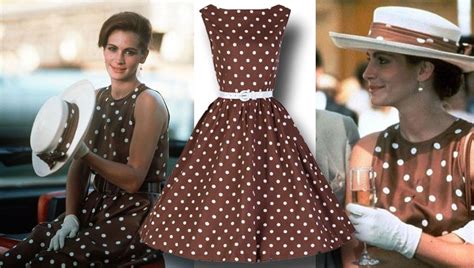 Pretty Woman 1950s Style 1980s Print Brown Polka Dot Dress Brown Polka Dot Dress Lookbook