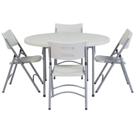 National Plastic Folding Table And Chair Set 48 Round