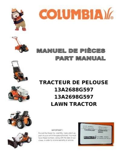 Tracteur De Pelouse 13a2688g597 Columbia