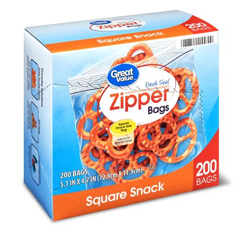 Great Value Zipper Square Snack Bags 200 Count Walmart Inventory