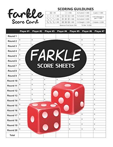 Farkle Score Sheets 100 Farkle Score Cards 85 X 11 Inches By Paul