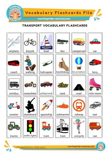 Transport Vocabulary Flashcards Teaching Resources