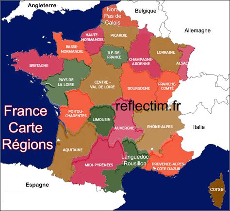 France Carte Région Voyages Cartes